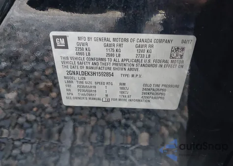 2017 Chevrolet Equinox Premier from USA, damaged, VIN 2GNALDEK3H1592854